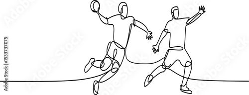 One Line Drawing of a Handball Player