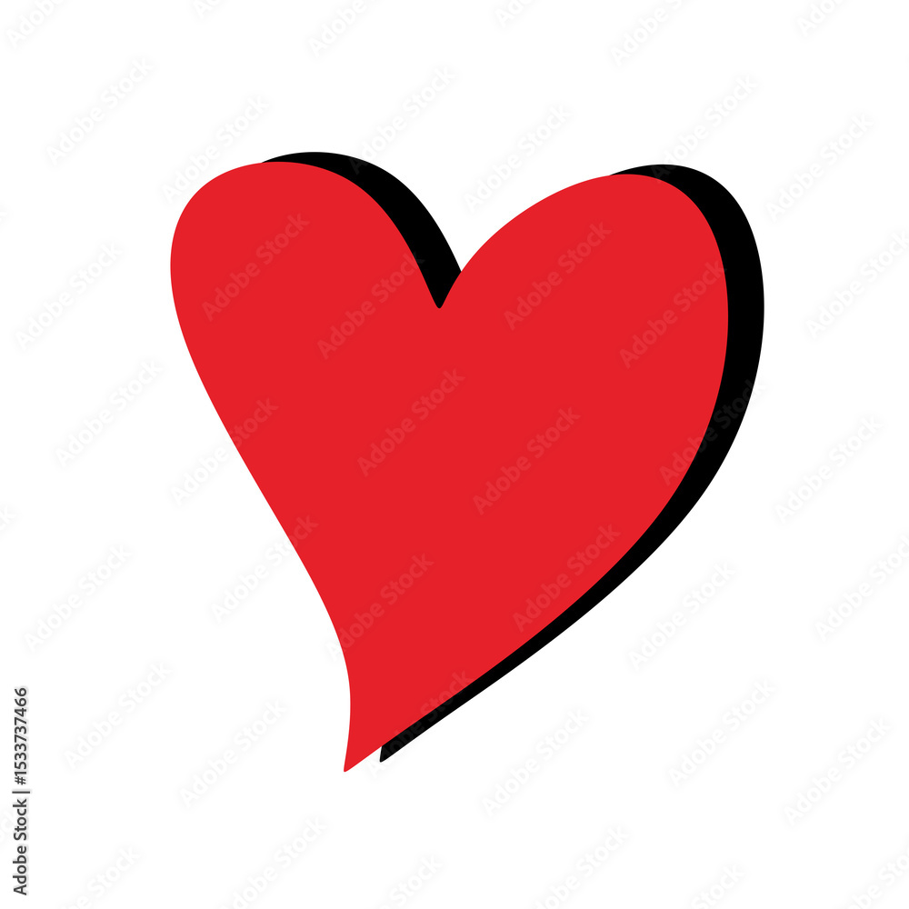 Obraz premium Red Heart with Black Shadow Shape Element