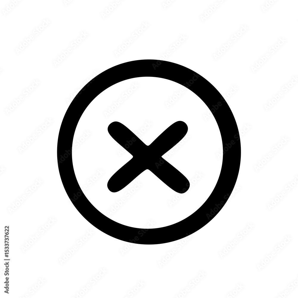 Obraz premium Simple Bold Crossmark Inside Circle Icon Shape Symbol Graphic