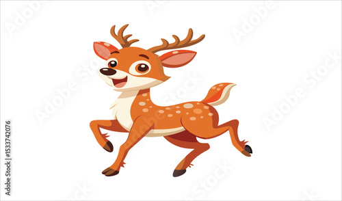 Cute cartoon fawn deer leaping joyfully