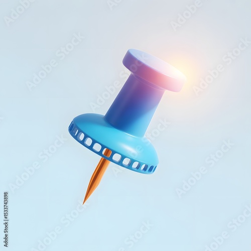 Blue Push Pin with Gold Needle