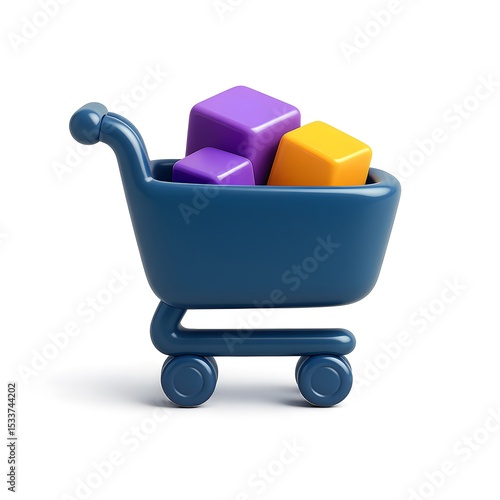 Shopping Cart with Colorful Cubes