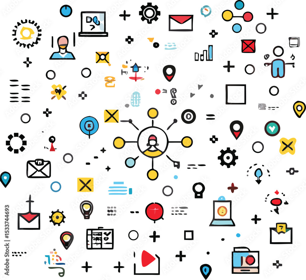 Flat vector icon set for web and mobile application design, perfect for business, social media, and technology illustrations Flat vector icon set for web and mobile application design, perfect for business, social media, and technology illustrations