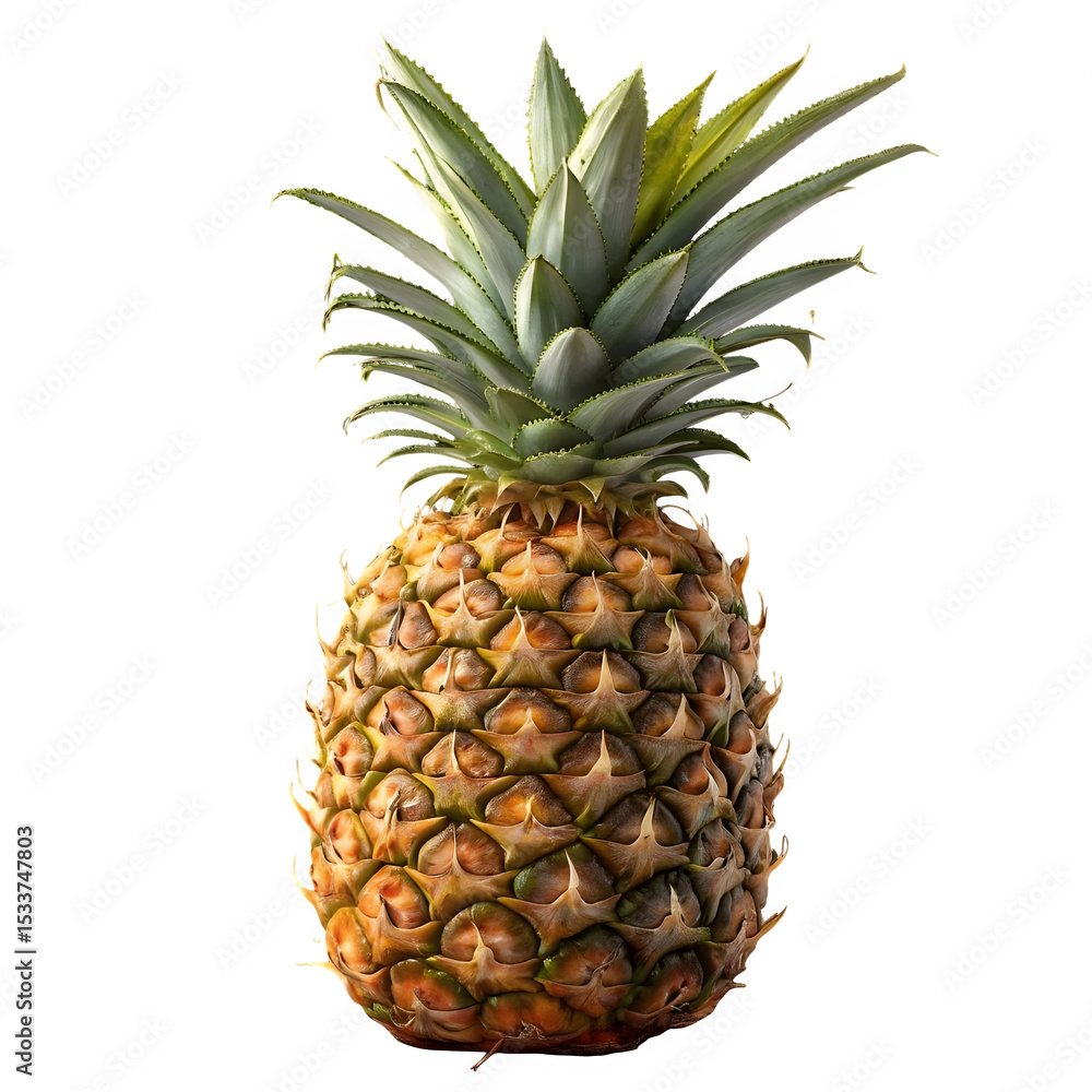 Fototapeta premium Fresh whole pineapple isolated on transparent background for design use
