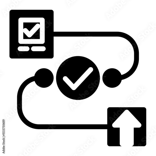 Workflow Pathway Icon - Solid Style for Operational Procedure Mapping.