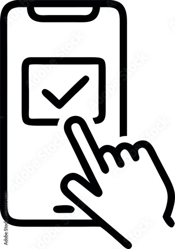 Finger Tapping Smartphone Screen with Checkmark Icon Vector Illustration Depicting Confirmation and Acceptance