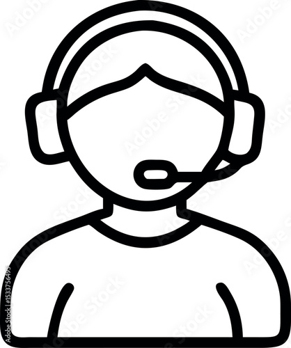Customer Support Icon Person Wearing Headset Call Center Operator Assistance and Online Service