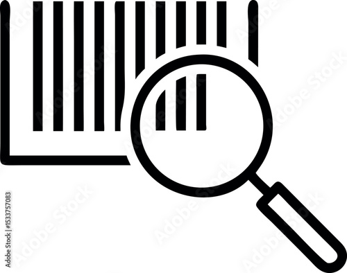 Barcode Scan Icon with Magnifying Glass Vector Illustration for Product Identification and Verification