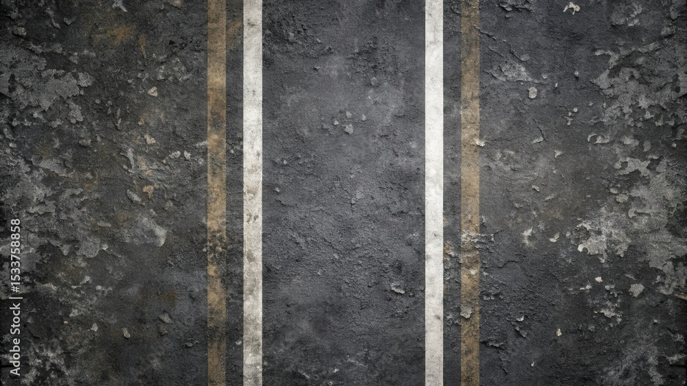 Fototapeta premium Aged Asphalt Road Surface with Worn Lane Markings