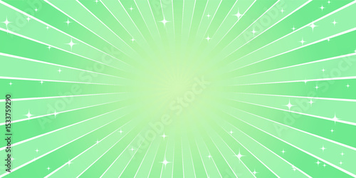 Background with green gradient and concentrated lines interspersed with stars.