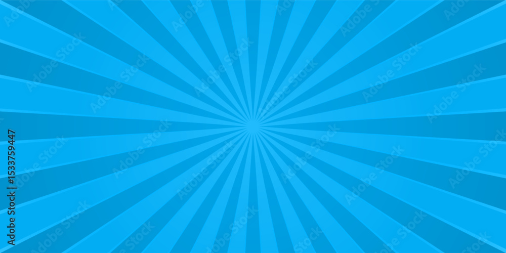 Bright blue rays background with 16:9 aspect ratio. Comics, pop art style. Vector, eps 10.