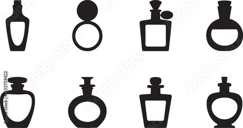 Elegant perfume bottles silhouettes collection representing scent luxury fragrance and aromatherapy