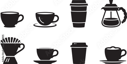 Wallpaper Mural Vector silhouettes of various coffee cups and brewing equipment for cafe and beverage designs Torontodigital.ca