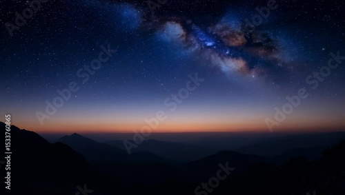 Wallpaper Mural A breathtaking view of the Milky Way galaxy over a mountain range at dusk, showcasing a serene landscape  Torontodigital.ca