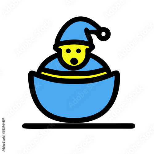 Vector icon elf in blue eggshell