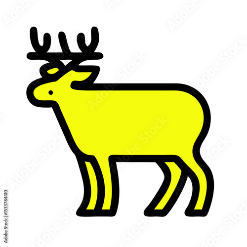 Vector icon yellow Christmas reindeer