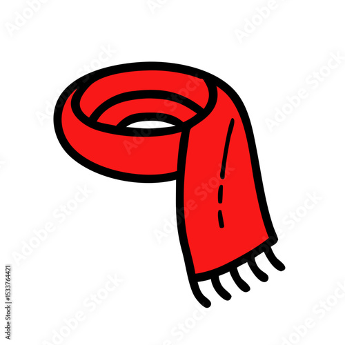 Vector icon Christmas red scarf