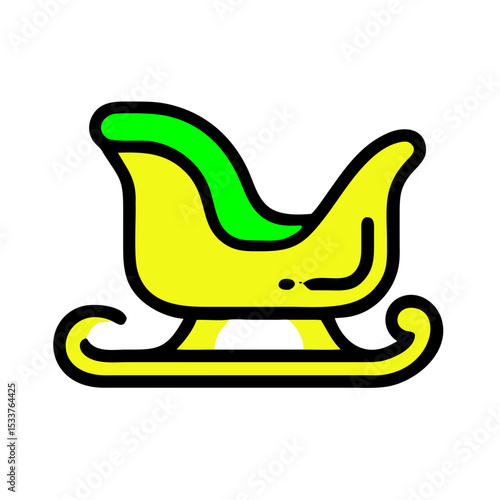 Vector icon yellow Santa Claus sleigh