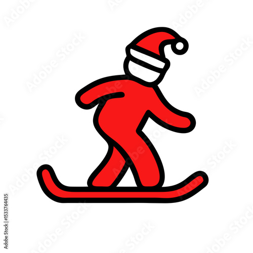 Snowboarder in red snowsuit