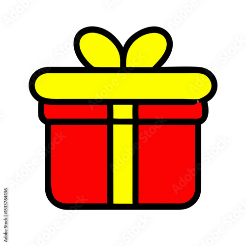 Red gift box with yellow ribbon