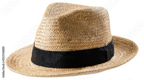 Straw Hat Isolated on White Background Panama Hat.


