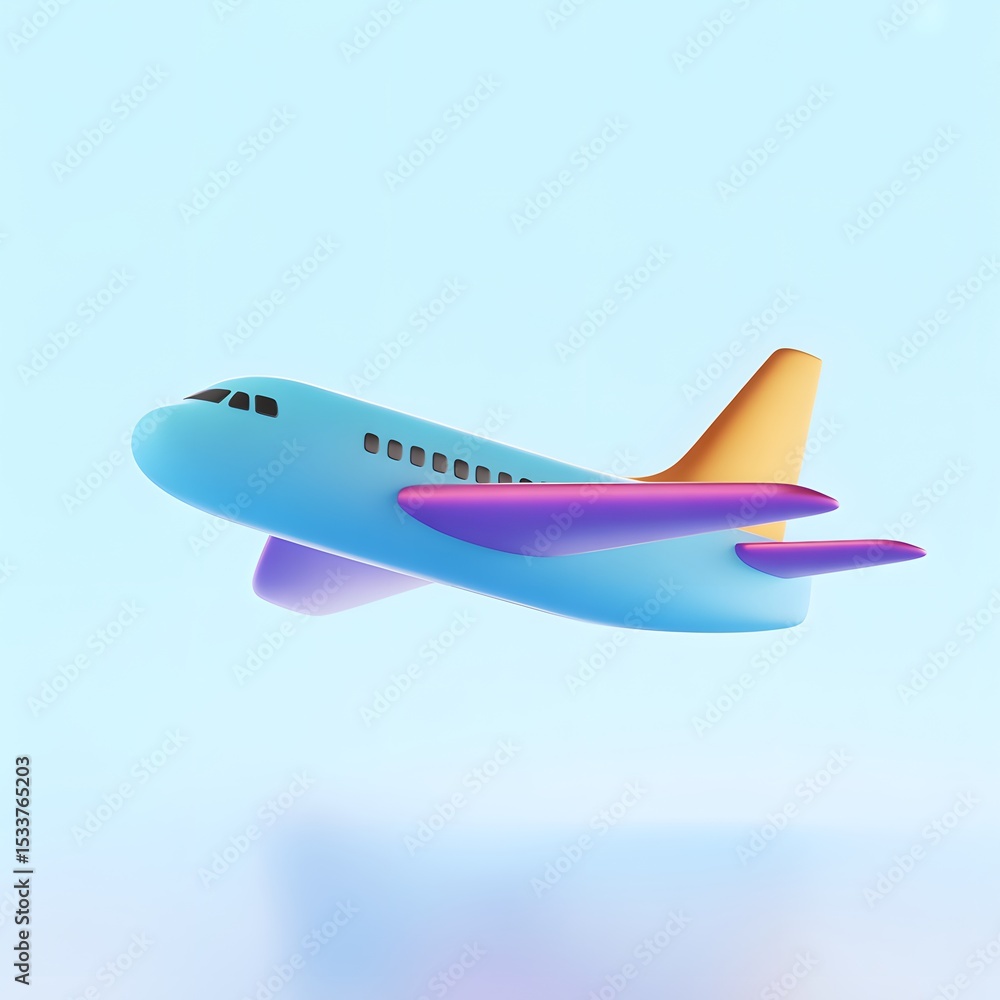 Fototapeta premium Airplane in Sky Illustration