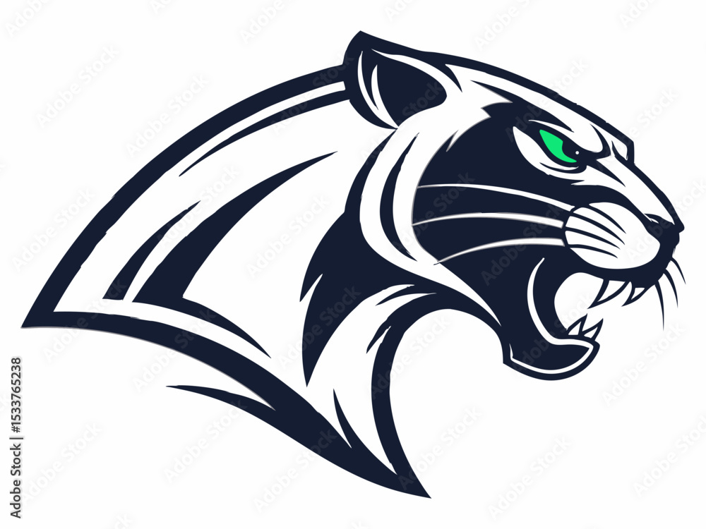 Fototapeta premium Powerful black panther silhouette atop a mountain, perfect for logos or designs.