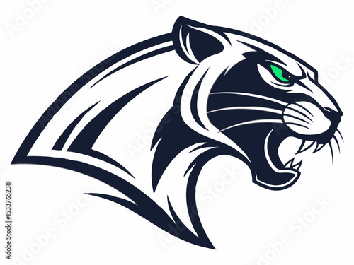 Powerful black panther silhouette atop a mountain, perfect for logos or designs.