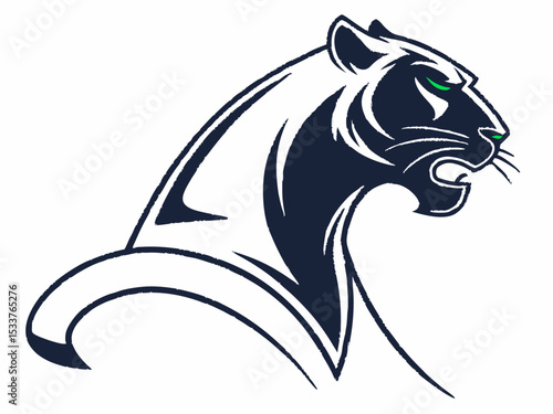 Powerful black panther silhouette atop a mountain, perfect for logos or designs.