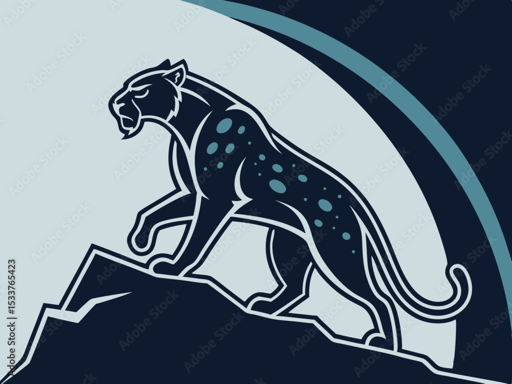 Fototapeta premium Powerful black panther silhouette atop a mountain, perfect for logos or designs.