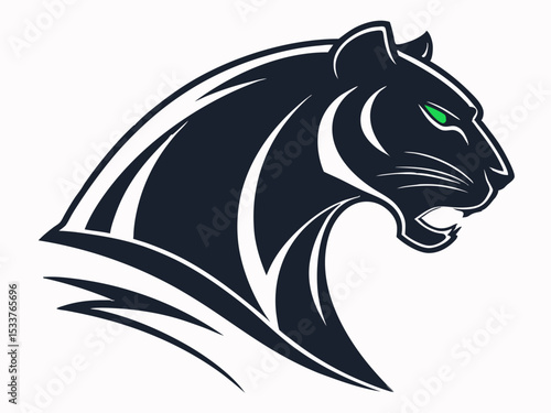 Powerful black panther silhouette atop a mountain, perfect for logos or designs.