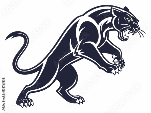 Powerful black panther silhouette atop a mountain, perfect for logos or designs.