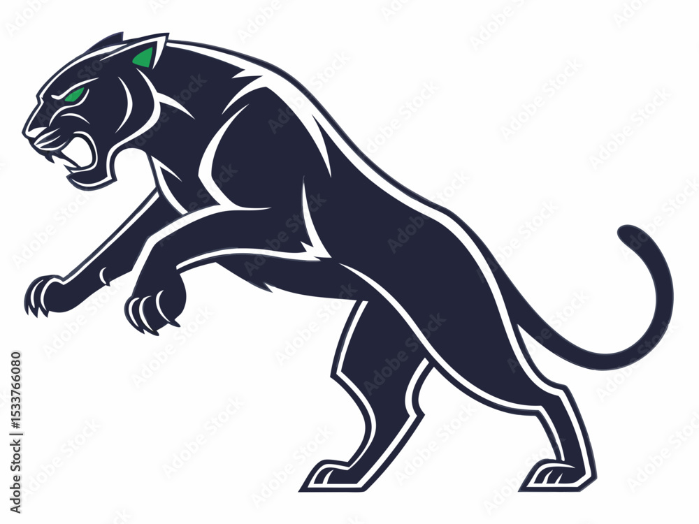 Obraz premium Powerful black panther silhouette atop a mountain, perfect for logos or designs.