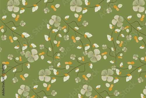 An elegant wildflower pattern with embroidery-style outlines and subtle textures—perfect for textiles, handmade crafts, and homey accents.