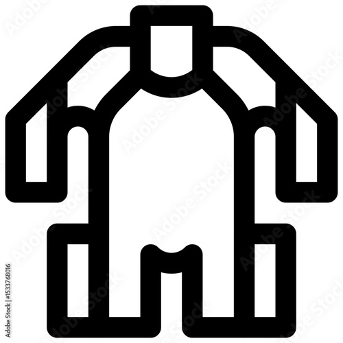 Full-body wetsuit. Editable stroke vector icon.