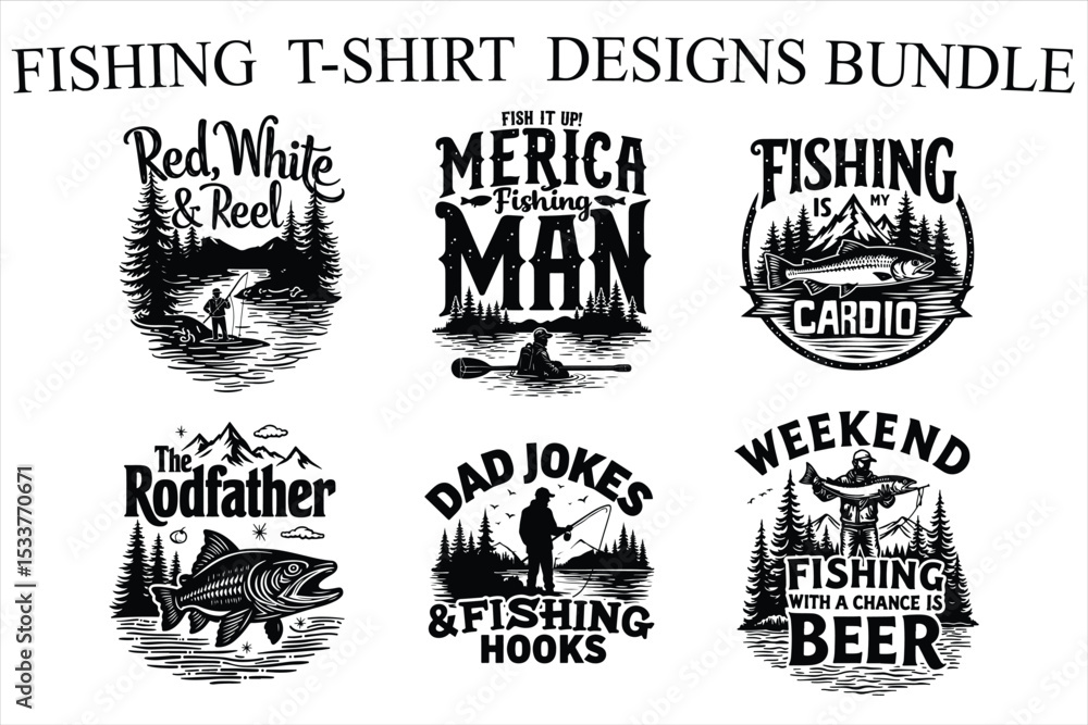 Fototapeta premium fishing t shirt designs bundle 