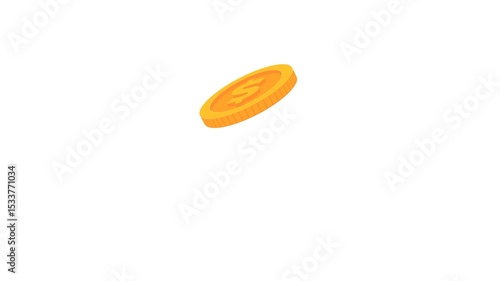 Spinning gold coin animation showing a coin toss in motion. Rotating 3D gold coin, ideal for visualizing chance, decision making, or finance related concepts. Transparent background in Ultra HD 4K.