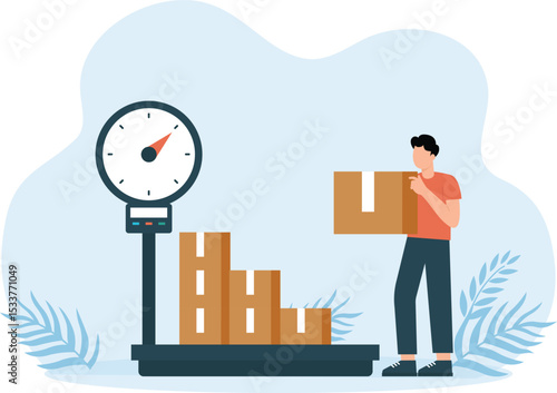Parcel Weight,Weighing of postal parcel on warehouse scales
