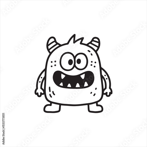 Cute monster cartoon vector illustration for kids coloring book page design