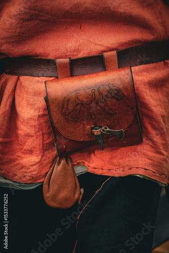 leather belt purse mediaeval viking accessory 