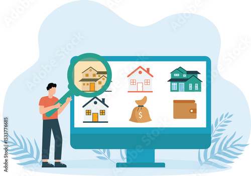 House inspection,Real estate appraiser as property evaluation for sale tiny person concept

