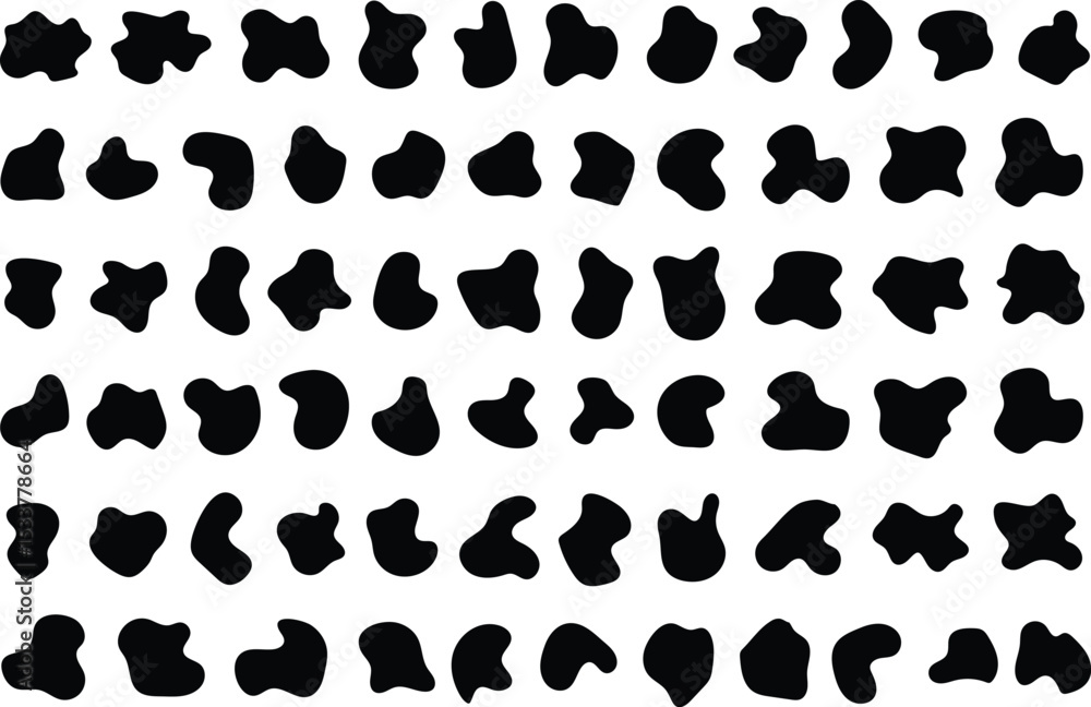 Fototapeta premium A repeating pattern of abstract black shapes on a white background for creative designs