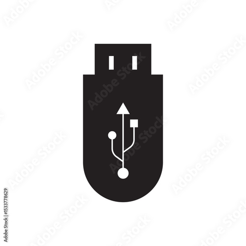 USB icon vector. Flash Drive icon symbol isolated on white background.