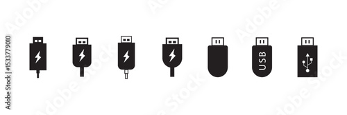Vector usb flash drive vector icon. Usb icon set. Flash disk sign and symbol. usb vector icon, vector illustration.