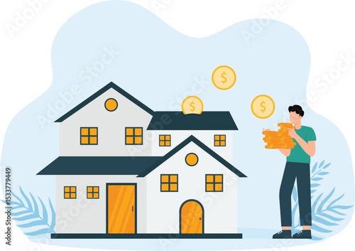 Property investment,House and property investment, real estate price growth or mortgage calculation chart
