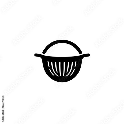 Minimalist Colander Bowl Icon. This essential kitchen utensil is perfect for illustrating concepts of draining, rinsing, and straining food items like pasta, vegetables, or fruits