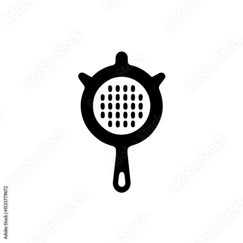 Minimalist Kitchen Strainer Silhouette Icon. perfect for culinary-themed designs, cooking websites, food-related apps, or any graphic requiring a clear symbol for filtering and separation
