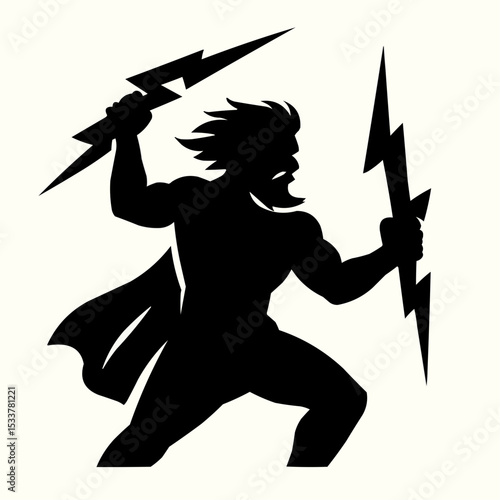 Silhouette vector illustration of a woman soldier with a sword and rifle in the forest