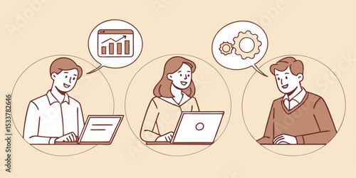 Team working together analyzing data and coordinating strategies with laptops and ideas