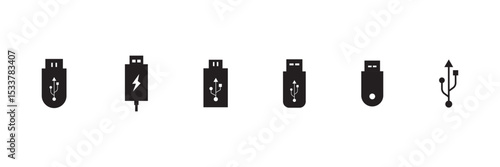 USB icon set. Flash disk sign and symbol. usb flash drive icon vector illustration. eps10